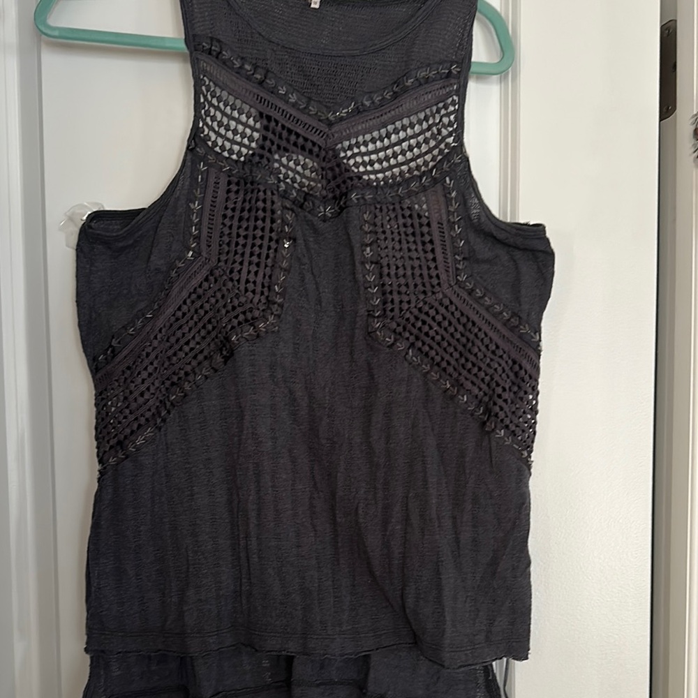 Free people Stylish Black Sleeveless Top- eggplant/ grayish